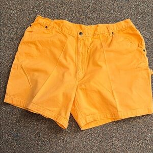 Vibrant Orangish Yellow Women's Jean Painters Shorts